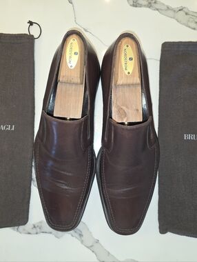 Bruno Magli MENS "Raging" Brown Leather Slip-On Loafers